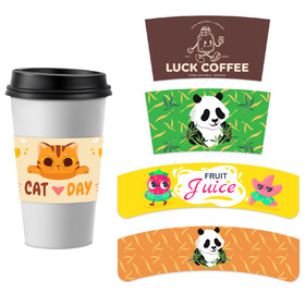 Aspire Custom Coffee Cup Sleeves, Personalized Irregular Shape Cup Sleeves, Customizable Full Printing Sleeves