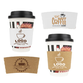 Aspire Custom Coffee Cup Sleeves, Personalized with Logo Text, Customizable Cup Sleeves for Hot and Cold Drinks