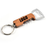 Personalized Wood Wine Bottle Opener with Key Ring, Groomsmen Bridesmaid Corkscrew Best Man Wedding Party Gifts