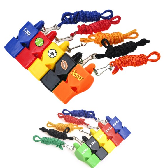 GOGO Custom Whistles with Lanyard, Plastic Pea-Less Whistle for Sports Coach Referee