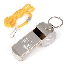 GOGO Laser Engrave Sports Whistles with Lanyard, Metal Whistles for Lifeguards Survival Emergency Training