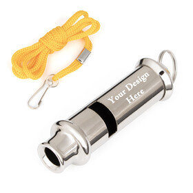 GOGO Laser Engrave Metal Police Whistle with Lanyard, Safety Whistles for Sports, Referees, Dog Walkers, Hiking, Camping