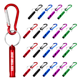 GOGO Custom 20 PCS Aluminum Emergency Whistle, Laser Engrave Whistles with Carabiner Key Chain for Outdoors Hiking Camping