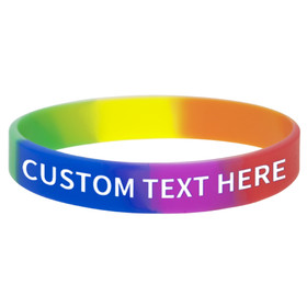 Personalized Rainbow Pride Silicone Bracelets, Custom Segmented Wrist Bands, Great For Events