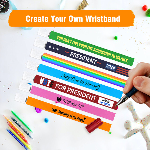 GOGO Custom Tyvek Wristbands for Events, Personalized Printed Bracelet with Logo Text Photo in Multiple Colors