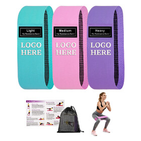 Muka 3 Pcs Custom Fabric Resistance Bands Embroidered with Logo, Booty Stretch Band Loops Elastic Straps for Legs Glute Thigh