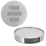 Set of 6 Custom Cup Coasters, Stainless Steel Bar Favor Coasters with Holder for Drinks