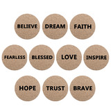 TOPTIE 10 PCS Round Coasters with Positive Words, Cork Coaster for Home Decor