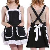 Aspire Personalized French Maid Aprons for Women Fancy Ruffles Ladies Apron with Pockets Kitchen Accessories