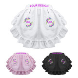 TOPTIE Customized Embroidered Waist Ruffles Apron for Women Cotton Short Aprons with Two Pockets Party Favors