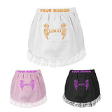 TOPTIE Customized Embroidered Lace Half Apron with Pocket for Women Cotton Waist Aprons Perfect for Kitchen Cooking Cosplay