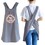 TOPTIE Customized Women's Cotton Linen Cross Back Kitchen Apron with Pockets for Cooking Crafting Gray