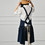 TOPTIE Customized Cotton Linen Apron Dress, Cross Back House Pinafore with Two Pockets and Ties for Cooking Navy