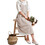 TOPTIE Custom Kitchen Apron, Cotton Linen Cross Back Pinafore Dress for Women with Two Pockets - Beige