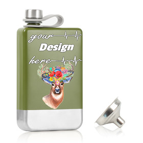 TOPTIE Custom Green Flask for Men, 8OZ Whiskey Flask Camping Flask, Color Imprint Flask Bulk