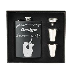 TOPTIE Laser Engraved Flask Set, Personalized 8OZ Silver Flask Gift for Father Best Man Groomsmen