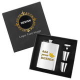 TOPTIE Custom 8OZ Flask Set, Black Flask for Liquor, Color Imprint Best Man Flask Wedding Favors Bulk