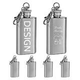 TOPTIE 6PCS Custom Flask Key Chain, Personalized 2OZ Mini Keychain Flask, Engraved Wedding Gift