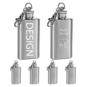 TOPTIE 6PCS Custom Flask Key Chain, Personalized 2OZ Mini Keychain Flask, Engraved Wedding Gift