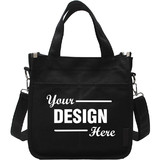 Personalized Canvas Tote Handbag with External Pockets and Zipper, DIY Your Crossbody Bag, Daily Essentials