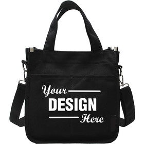 TOPTIE Custom Tote Handbag with Pockets and Zipper, Add Logo/ Name on Reinforced Canvas Shoulder Bag