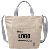 Personalized Canvas Shoulder Bag with Zipper, Design Your Tote Handbag for School, Shopping, Work