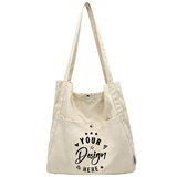 Custom Canvas Tote Shoulder Bag with Your Logo, Soft Canvas Bag with Pocket, Personalized Gift