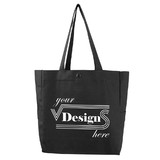 Custom Canvas Shoulder Bag with Logo/Name, Design Your Large Shopping Bags with Sides Patch Pockets