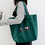 TOPTIE Custom Green Canvas Shoulder Bag with Logo/Name, Design Your Large Shopping Bags with Sides Patch Pockets