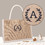 TOPTIE Custom Embroidery Burlap Tote bag with Name/Logo/Text, Design Your Jute Beach Bag Reusable Grocery Bags