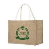 TOPTIE Custom Design Burlap Beach Tote Bag, Add Logo on Jute Gift Bag for Christmas Party