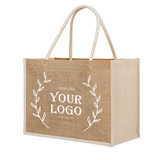 Custom Burlap Tote Bags with Logo, Design Your Natural Jute Gift Bags for Wedding, Personalize Shopping Bags Party Favors