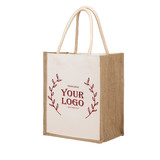 TOPTIE Custom Canvas Jute Tote with Handles, Add Logo on Grocery Shopping Bags for Wedding, Christmas Gift Bag
