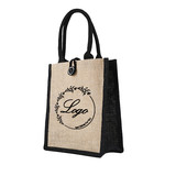 TOPTIE Custom Jute Handbags with Rope Handles & Button Closure, Add Your Logo on Beach Tote Gift Bags, Personalized Gift for Birthday, Wedding