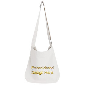 TOPTIE Custom Embroidery Canvas Hobo Tote Bag with Logo, Personalized Crossbody Bag with Adjustable Shoulder Strap