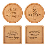 Muka 4 Inches Custom Beech Coasters, Round/Square Coasters for Coffee Table, Personalized 4 Inches Modern Laser Engraved Wood Coasters Decoration, and Suitable for Families as Gifts