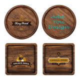 Muka 4 Inches Custom Black Walnut Coasters, Round Wood Coasters for Coffee Table, Personalized 4 Inches Modern Color Printing/ UV Printing Coasters Decoration, and Suitable for Office/ Cafe/ Kitchen