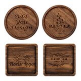 Muka 4 Inches Custom Black Walnut Coasters, Round Wood Coasters for Coffee Table, Personalized 4 Inches Modern Laser Engraved Coasters Decoration, and Suitable for Friends as Gifts