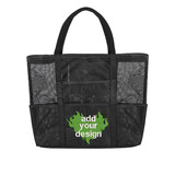 TOPTIE Custom Beach Bag for Vacation, Large Storage Mesh Tote Bag with 8 Pockets Travel Essentials, Add Your Logo on Bag