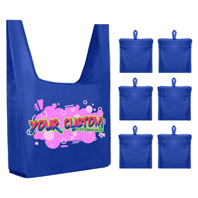 TOPTIE Custom Reusable Foldable Grocery Bags Set of 6, Polyester Bags with Spacious Space for Shopping Travel Daily Occasions