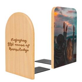 Aspire Custom Wooden Bookends, Non-Slip Beech Wood Book Stands