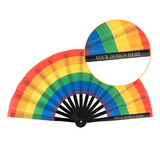TOPTIE Custom Laser Engraved Rainbow Fan for Men/Women, Pride Fan Colorful Hand Held Fan, Add Your Logo on Foldable Fans Decoration for Rave Party, Dance Supplies, Performance