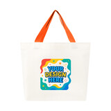 Muka Custom Logo Small Canvas Tote Bag with Contrast Handles, White Grocery Tote Bag with Initial