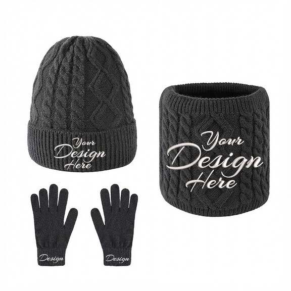 Winter Knit Hat Scarf Gloves Set Touchscreen Beanie Skull Cap MAYLISACC Winter Knit Beanie Hat Neck Warmer Scarf and Touch  main image 3