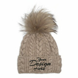 TOPTIE Custom Embroider Winter Beanie Hat with Pom Pom, Yak Wool Knitted Skull Cap for Women, Thick Warm Earflap Hat