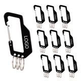 Personalized 10 PCS Carabiner, Keychain Clip Hook with 3 Loop Rings, Laser Engrave 3-3/8 Inches Clip