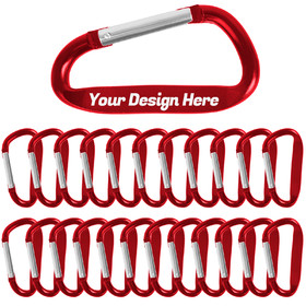 TOPTIE Custom 24PCS Carabiner Keychains, Laser Engraved 3-Inch D Shape Clips, Heavy Duty Carabiners