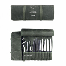 Muka Custom Waxed Canvas Chef Tool Bag Foldable Large Capacity Scratch Resistant Kitchen Storage Roll Organizer