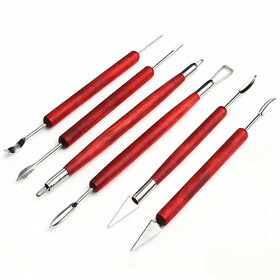 Aspire 6 Piece Wooden Clay Sculpting Tools Set Pottery Carving Modeling Kit for Sculpture and DIY Art Projects