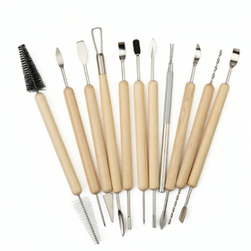 Aspire 11 Piece Clay Sculpting Tool Set Metal and Wooden Handle Pottery Carving Knife Kit for Modeling and DIY Craft